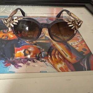 Jimmy Choo Black and Gold Embellished Sunglasses